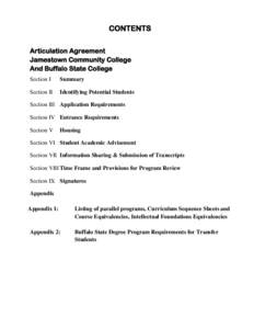 CONTENTS Articulation Agreement Jamestown Community College And Buffalo State College Section I