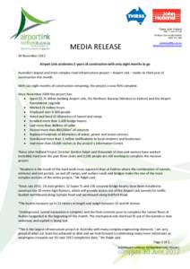 Microsoft Word - 111114_Airport Link 3 years of construction_Media release_APPROVED