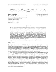 Journal of Machine Learning Research2583  Submitted 8/05; Revised 9/06; PublishedStability Properties of Empirical Risk Minimization over Donsker Classes