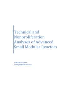Technical and Nonproliferation Analyses of Advanced