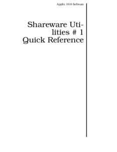 Applix 1616 Software  Shareware Utilities # 1 Quick Reference  Disclaimer