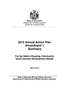 State of Wisconsin Department of Administration (DUNS No[removed]______________________________________________________________________________[removed]Annual Action Plan