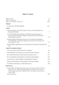 Table of Contents Table of Cases	ix Table of Legislation	xix Table of Conventions, Treaties, etc	xxvii Editorial In Memoriam: Dr Gernot Biehler