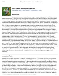 The Legume-Rhizobium Symbiosis - Ecology - Oxford Bibliographies The  Legume-­Rhizobium  Symbiosis Joel  L.  Sachs,  Kelsey  A.  Gano,  Amanda  C.  Hollowell,  John  U.  Regus