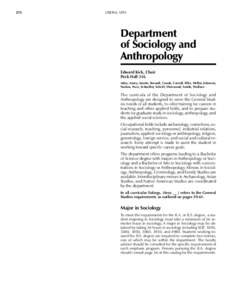 272  Sociology and Anthropology LIBERAL ARTS