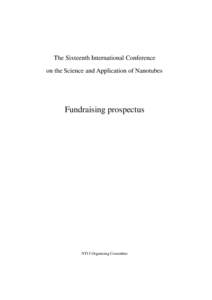 The Sixteenth International Conference on the Science and Application of Nanotubes Fundraising prospectus  NT15 Organizing Committee