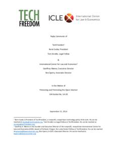 Reply Comments of  TechFreedom1 Berin Szoka, President Tom Struble, Legal Fellow &