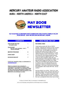 May 2008 Newsletter May is national hamburger month CELEBRATING One of North America’s major food groups. Pass the MUSTARD AND ketchup, please!  CONTENTS