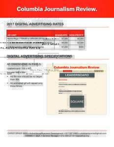 2017 DIGITAL ADVERTISING RATES AD UNIT STANDARD NON-PROFIT  Home Page / 728x90 or 300x250 (30 days)