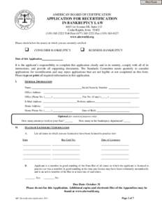	APPLICATION FOR RECERTIFICATION