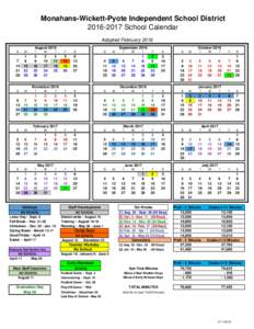 Monahans-Wickett-Pyote Independent School DistrictSchool Calendar Adopted February 2016 AugustSeptember 2016