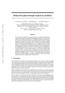 Robust Perception through Analysis by Synthesis Lukas Schott1 , Jonas Rauber1, 2 , Wieland Brendel1, 2, † , and Matthias Bethge1,2,3, † arXiv:1805.09190v1 [cs.CV] 23 May