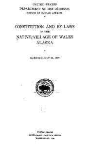 Constitution and Bylaws of the Native Village of Wales