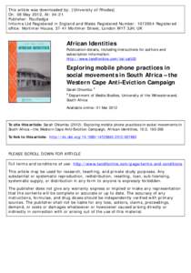 This article was downloaded by: [University of Rhodes] On: 08 May 2012, At: 04:21 Publisher: Routledge Informa Ltd Registered in England and Wales Registered Number: Registered office: Mortimer House, 37-41 Morti