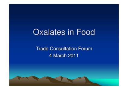 Oxalic Acid & Food Poisoning