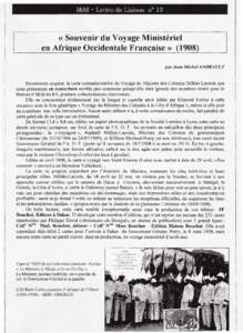 I&M - Lettre de Liaison n° 13  « Souvenir du Voyage Ministériel en Afrique Occidentale Française» (1908) par Jean Michel ANDRAULT