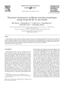Chemical Physics Letters–149 www.elsevier.com/locate/cplett Theoretical interpretation of diﬀerent nanotube morphologies among Group III (B, Al, Ga) nitrides Min Zhang a, Zhong-Min Su a,*, Li-Kai Yan a