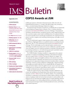 Volume 42 • Issue 6  IMS  Bulletin September 2013