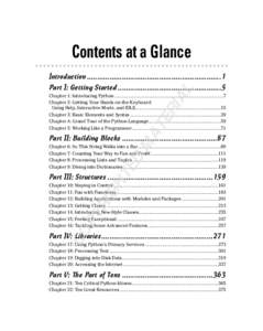Contents at a Glance AL Introduction .................................................................1 Part I: Getting Started ..................................................5