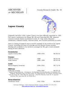 ARCHIVES OF MICHIGAN County Research Guide: No. 44  Lapeer County