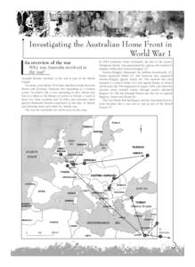 Home Front Text 9 to 13:Homefront TRB Invest[removed]:06 AM Page 9  Investigating the Australian Home Front in World War 1 An overview of the war Why was Australia involved in