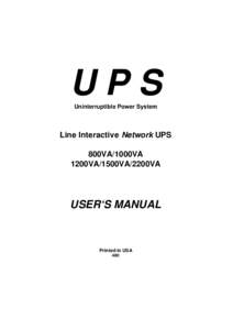 UPS Uninterruptible Power System Line Interactive Network UPS 800VA/1000VA 1200VA/1500VA/2200VA