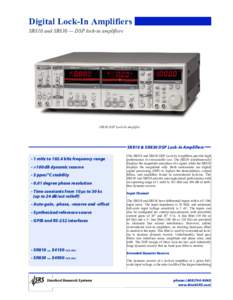Digital Lock-In Amplifiers SR810 and SR830 — DSP lock-in amplifiers SR830 DSP Lock-In Amplifier  SR810 & SR830 DSP Lock-In Amplifiers