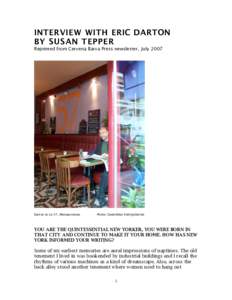 INTERVIEW WITH ERIC DARTON BY SUSAN TEPPER Reprinted from Cervena Barva Press newsletter, July 2007 Darton at Le 57, Montparnasse.