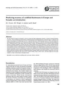 Hydrology and Earth System Sciences, 7(4), 431435recoveryof©acidified EGU freshwaters in Europe and Canada: an introduction Predicting