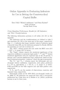 Online Appendix to Evaluating Indicators for Use in Setting the Countercyclical Capital Buffer