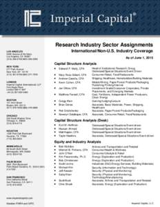 Research Industry Sector Assignments LOS ANGELES 2000 Avenue of the Stars Los Angeles, CA2299