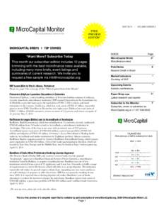 MicroCapital Monitor THE MICROFINANCE NEWSPAPER MAY 2014  |