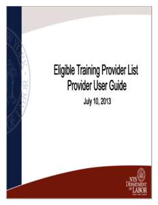 ETPL Guide for Providers