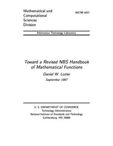 Mathematical and Computational Sciences Division  NISTIR 6072