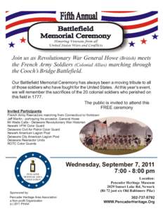 Fifth Annual Battlefield Memorial Ceremony Honoring Veterans from all United States Wars and Conflicts