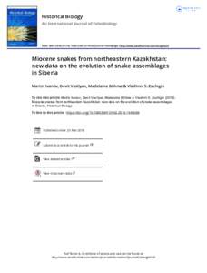 Miocene snakes from northeastern Kazakhstan: new data on the evolution of snake assemblages in Siberia