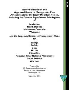 Environment of the United States / Conservation in the United States / Grouse / Centrocercus / Greater sage-grouse / United States / Area of Critical Environmental Concern / Bureau of Land Management