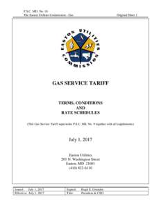 P.S.C. MD. No. 10 The Easton Utilities Commission - Gas Original Sheet 1  GAS SERVICE TARIFF