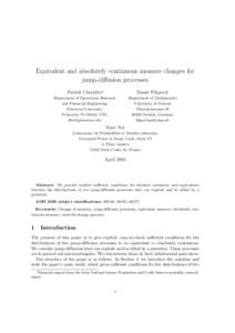 Equivalent and absolutely continuous measure changes for jump-diffusion processes Patrick Cheridito∗ Damir Filipovi´c