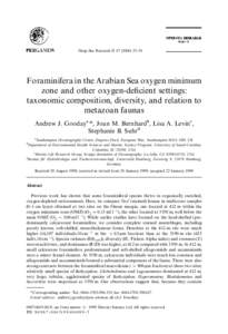 Deep-Sea Research II[removed]}54  Foraminifera in the Arabian Sea oxygen minimum zone and other oxygen-de