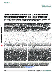 a r t ic l e s  Genome-wide identification and characterization of functional neuronal activity–dependent enhancers  npg