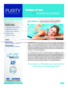 PURITY Filtration Engineering Report EDITION 4 • MayWORLD OF SPA