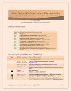 Astrobiology / Planetary science / Space science / Mars Exploration Program / Mars / Lunar and Planetary Science Conference / Lunar and Planetary Institute / Spaceflight / Space / Mars exploration