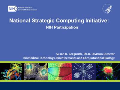 National Strategic Computing Initiative: NIH Participation Susan K. Gregurick, Ph.D. Division Director Biomedical Technology, Bioinformatics and Computational Biology