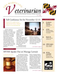 V  eterinarian News from the Maryland Veterinary Medical Association Fall 2008