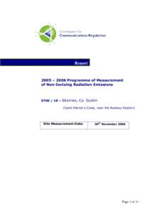 Report  2005 – 2006 Programme of Measurement of Non-Ionising Radiation Emissions – Skerries, Co. Dublin