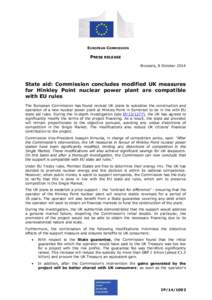 EUROPEAN COMMISSION  PRESS RELEASE Brussels, 8 October[removed]State aid: Commission concludes modified UK measures