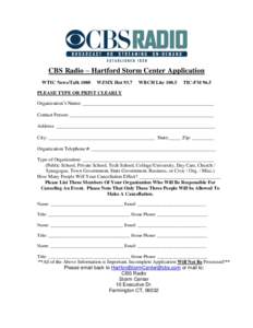 CBS Radio – Hartford Storm Center Application WTIC News/Talk 1080 WZMX HotWRCH Lite 100.5
