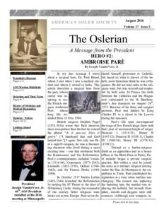 AugustAMERICAN OSLER SOCIETY Volume 17 Issue 2