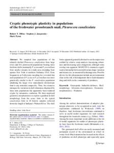 Pleuroceridae / Physidae / Pleurocera / Elimia livescens / Physa / Physella / Phenotypic plasticity / Polymorphism / Genetic variation / Gastropod shell